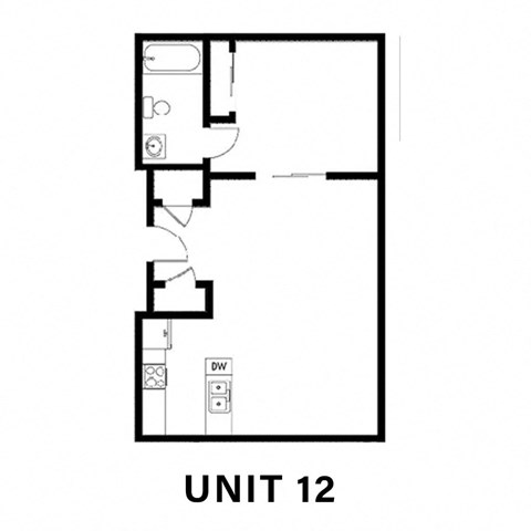 Floor plan for 1 bed, 1 bath, 680 sqft